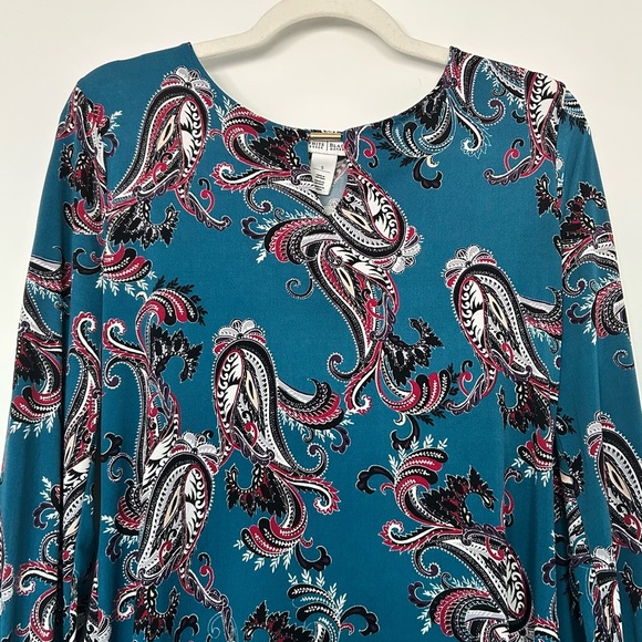White House Black Market Tops - White House Black Market WHBM Women’s Paisley Blouse Split Sleeve​